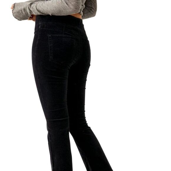 Free People in My Feelings Cropped Bootcut Corduroy Pants Black Women's SZ L NWT - Picture 3 of 7